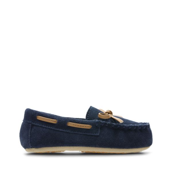Clarks Girls Crackling Flo Casual Shoes Navy | USA-6752430